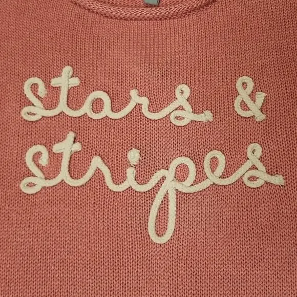 Marled Reunited Clothing Stars & Stripes Sweater Womens Large NWT Rope Lettering - Picture 3 of 9